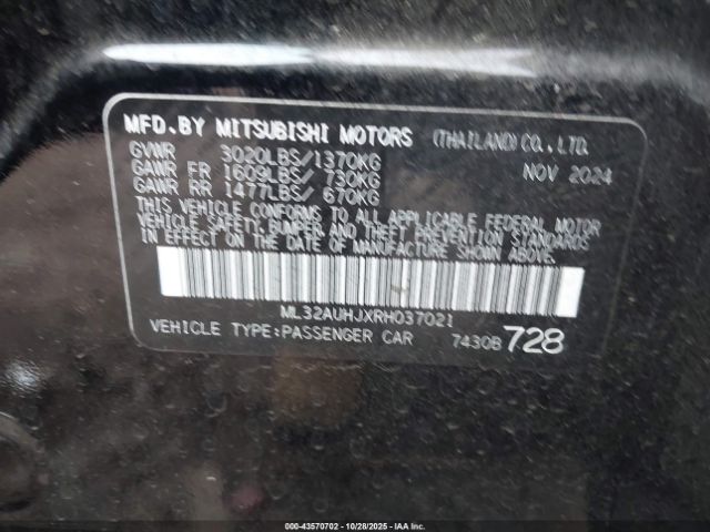 2024 MITSUBISHI MIRAGE ML32AUHJXRH037021 Photo 8