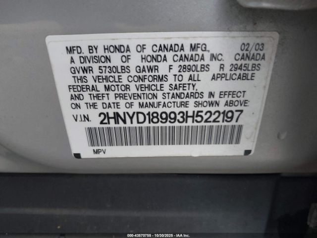 2003 ACURA MDX 2HNYD18993H522197 Photo 8