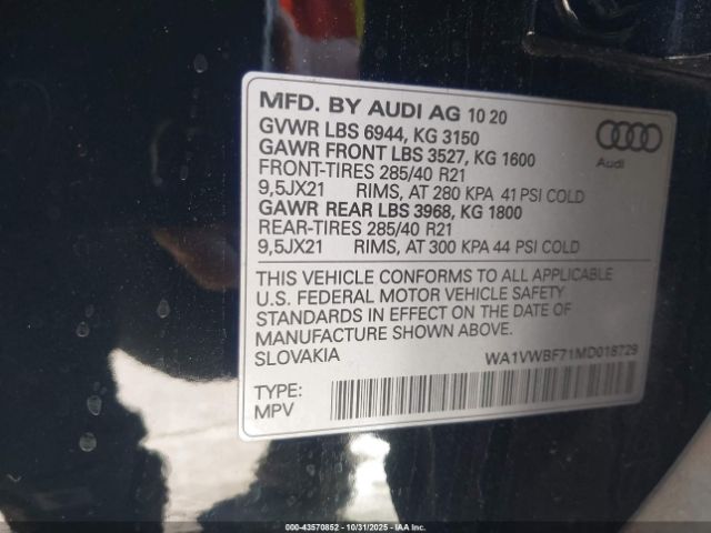 2021 AUDI SQ7 WA1VWBF71MD018729 Photo 8