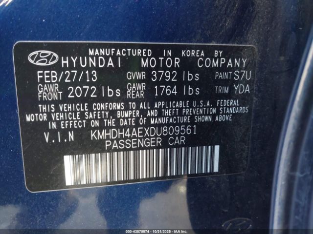 2013 HYUNDAI ELANTRA KMHDH4AEXDU809561 Photo 8