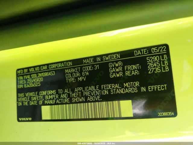 2022 VOLVO XC60 YV4L12DL2N1086453 Photo 8