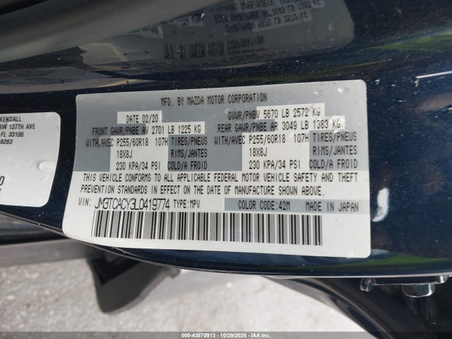 2020 MAZDA CX-9 JM3TCACY3L0419774 Photo 8