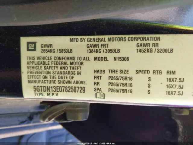 2007 HUMMER H3 SUV 5GTDN13E078250729 Photo 8