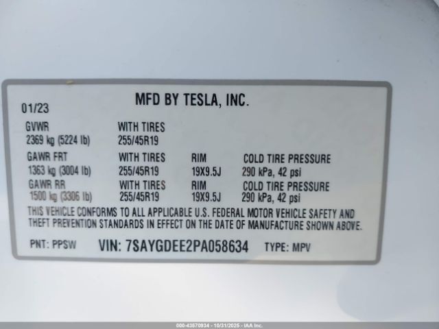 2023 TESLA MODEL Y 7SAYGDEE2PA058634 Photo 8