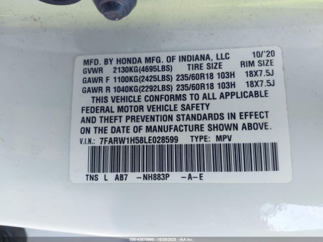 2020 HONDA CR-V 7FARW1H58LE028599 Photo 8