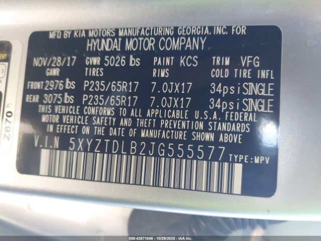 2018 HYUNDAI SANTA FE SPORT 5XYZTDLB2JG555577 Photo 8