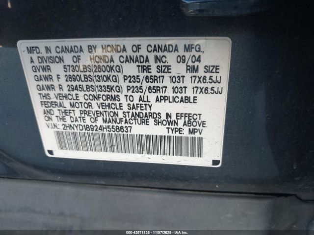 2004 ACURA MDX 2HNYD18924H558637 Photo 8