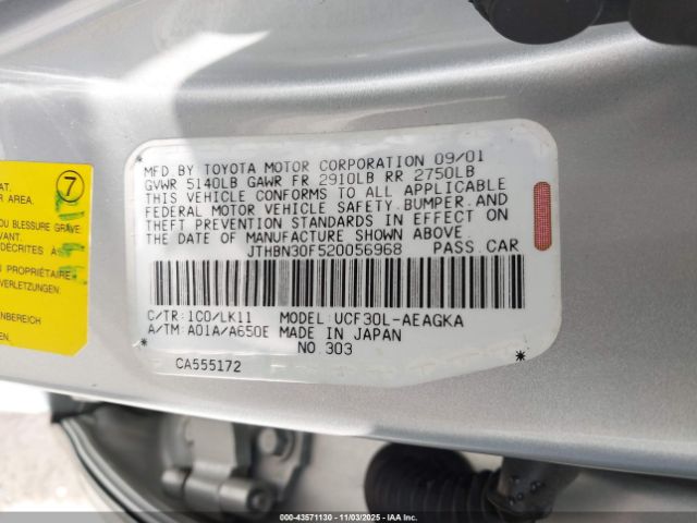 2002 LEXUS LS 430 JTHBN30F520056968 Photo 8