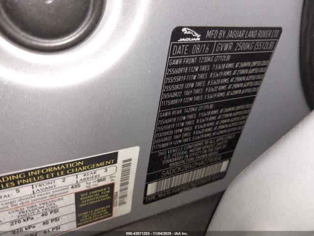 2017 JAGUAR F-PACE SADCK2BV2HA078964 Photo 8