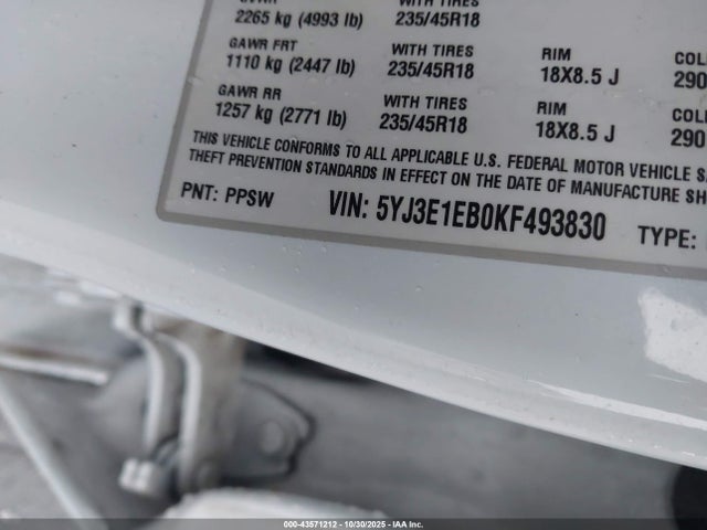 2019 TESLA MODEL 3 5YJ3E1EB0KF493830 Photo 8