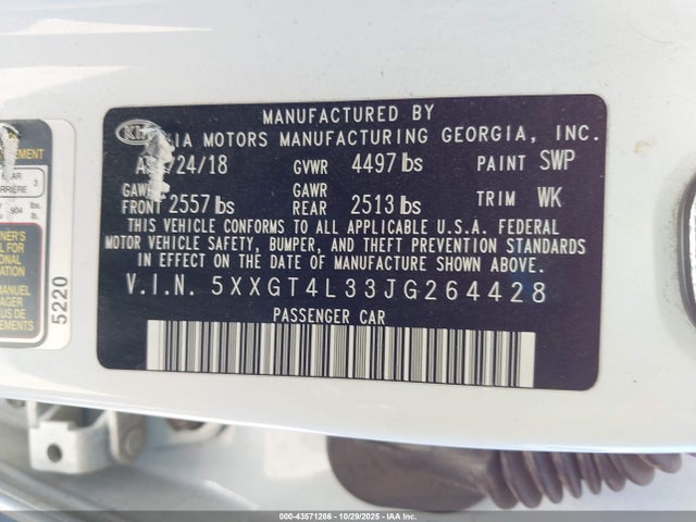 5XXGT4L33JG264428 KIA Optima Lx