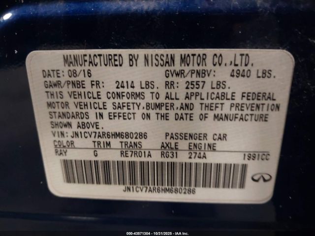 2017 INFINITI Q50 JN1CV7AR6HM680286 Photo 8