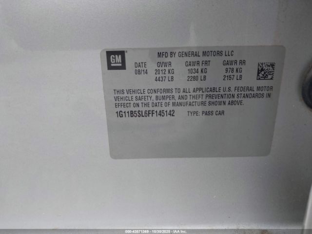 2015 CHEVROLET MALIBU 1G11B5SL6FF145142 Photo 8