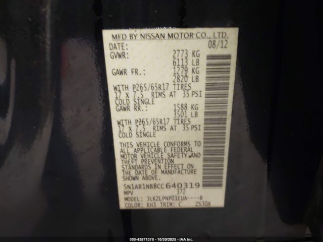 2012 NISSAN PATHFINDER 5N1AR1NB8CC640319 Photo 8