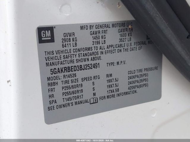 2011 BUICK ENCLAVE 5GAKRBED3BJ252491 Photo 8