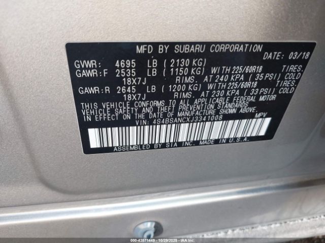 2018 SUBARU OUTBACK 4S4BSANCXJ3341008 Photo 8
