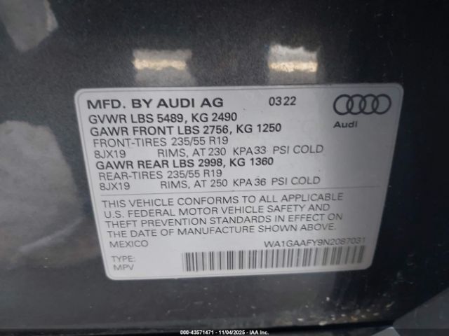 2022 AUDI Q5 WA1GAAFY9N2087031 Photo 8