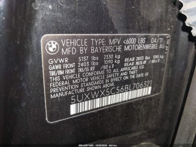2011 BMW X3 5UXWX5C56BL706321 Photo 8