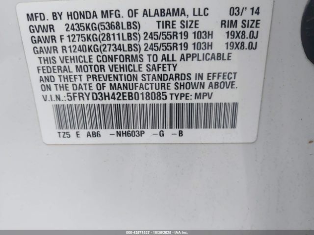 2014 ACURA MDX 5FRYD3H42EB018085 Photo 8
