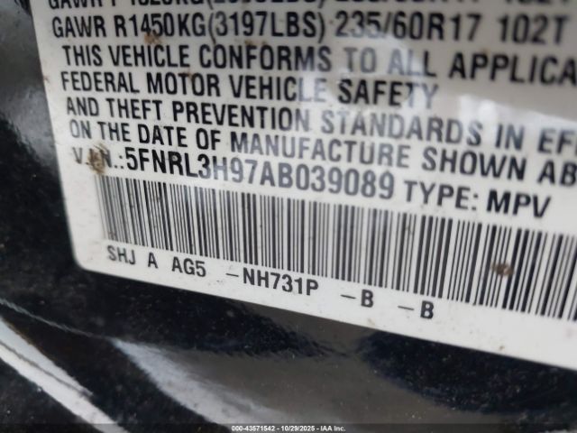 2010 HONDA ODYSSEY 5FNRL3H97AB039089 Photo 8