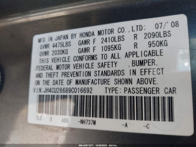 2009 ACURA TSX JH4CU26689C016692 Photo 8