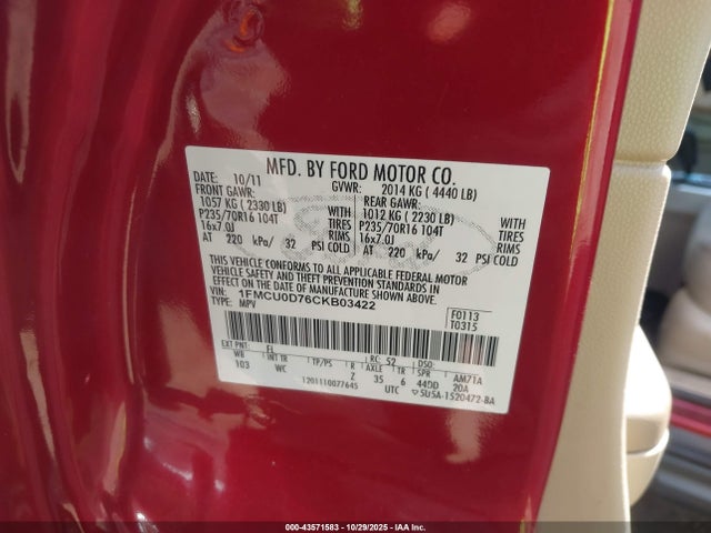 2012 FORD ESCAPE 1FMCU0D76CKB03422 Photo 8