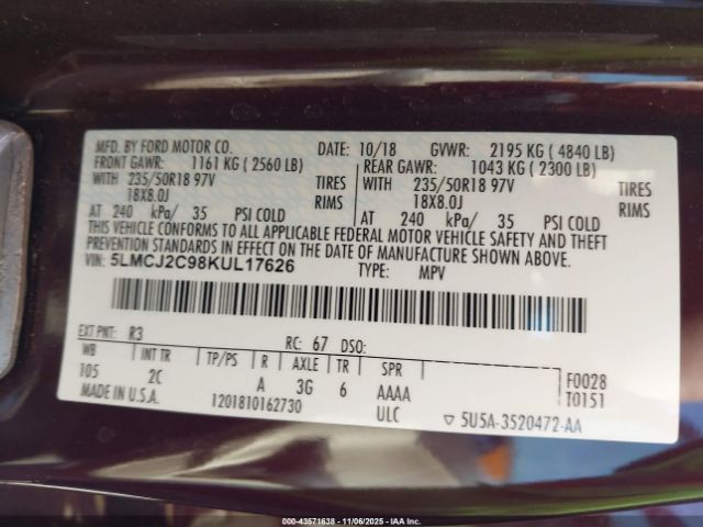 2019 LINCOLN MKC 5LMCJ2C98KUL17626 Photo 8