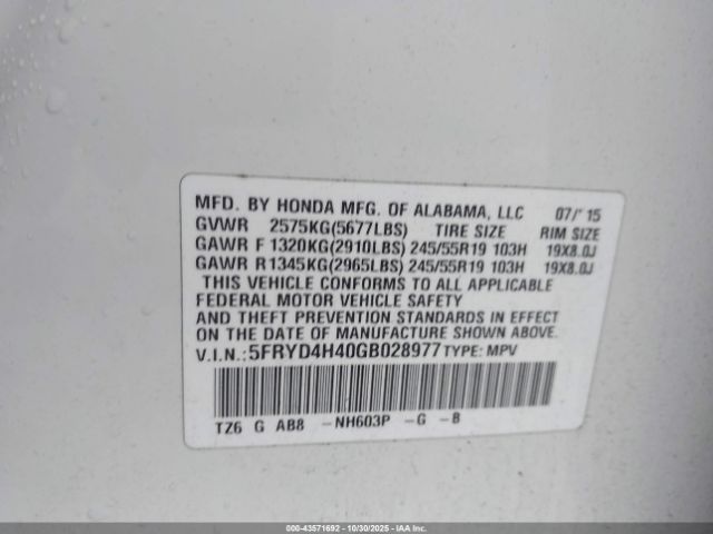 2016 ACURA MDX 5FRYD4H40GB028977 Photo 8