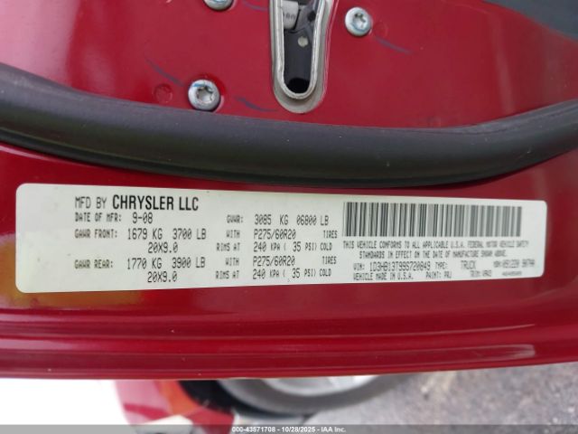 2009 DODGE RAM 1500 1D3HB13T99S720849 Photo 8