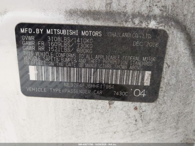 2017 MITSUBISHI MIRAGE G4 ML32F4FJ8HHF17984 Photo 8