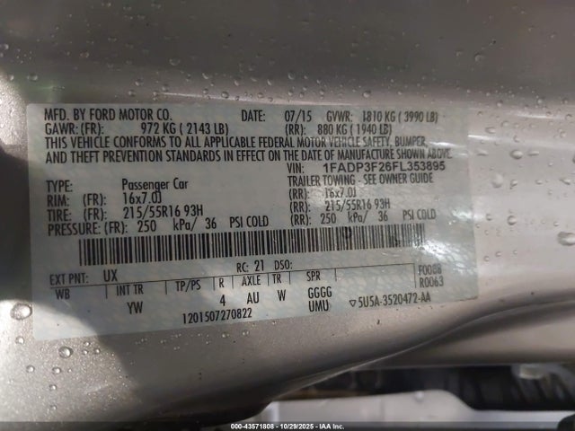 2015 FORD FOCUS 1FADP3F26FL353895 Photo 8