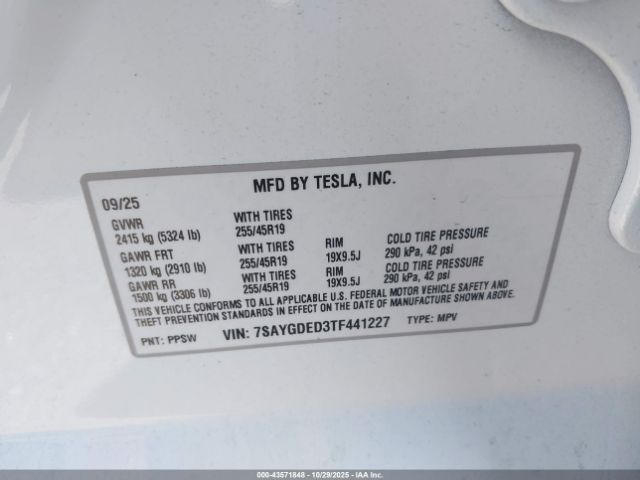 2026 TESLA MODEL Y 7SAYGDED3TF441227 Photo 8