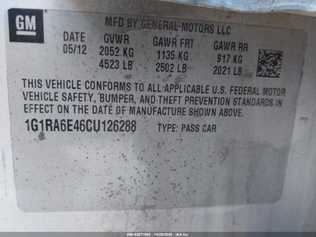 2012 CHEVROLET VOLT 1G1RA6E46CU126288 Photo 8
