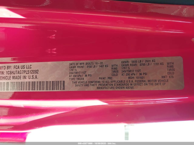 2023 JEEP GLADIATOR 1C6HJTAG7PL512092 Photo 8