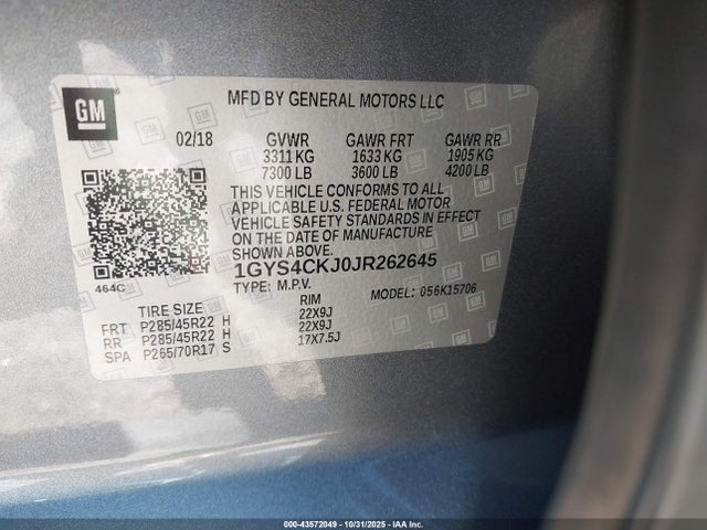 2018 CADILLAC ESCALADE 1GYS4CKJ0JR262645 Photo 8