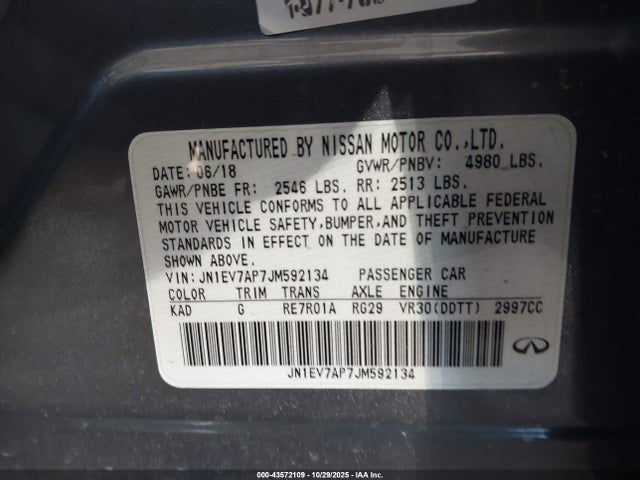 JN1EV7AP7JM592134 Infiniti Q50 3.0t Luxe