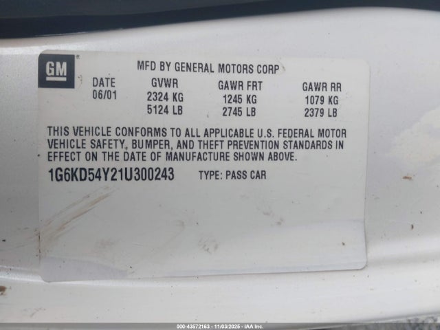 2001 CADILLAC DEVILLE 1G6KD54Y21U300243 Photo 8