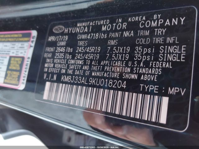 2019 HYUNDAI TUCSON KM8J33AL9KU018204 Photo 8
