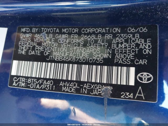 2007 TOYOTA CAMRY HYBRID JTNBB46K873010735 Photo 8