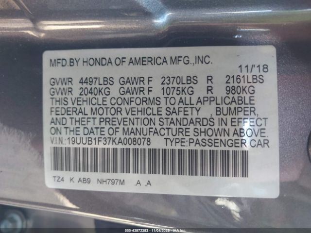 2019 ACURA TLX 19UUB1F37KA008078 Photo 8