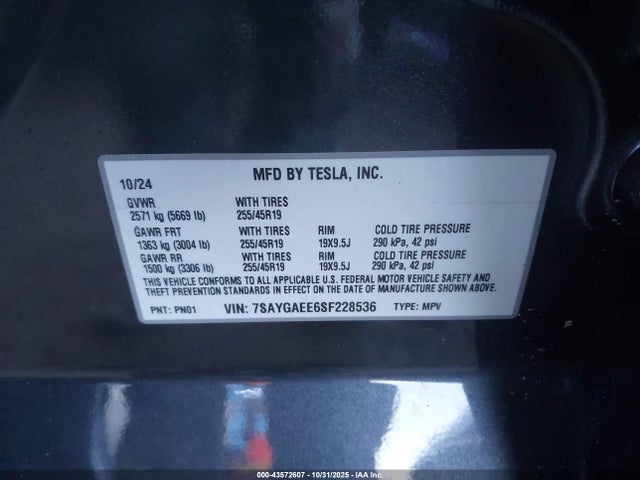 2025 TESLA MODEL Y 7SAYGAEE6SF228536 Photo 8