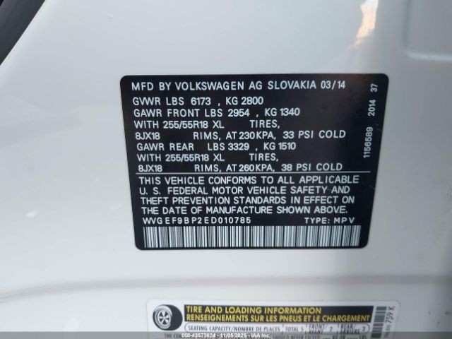 2014 VOLKSWAGEN TOUAREG WVGEF9BP2ED010785 Photo 8