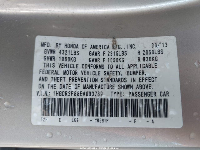 Honda Accord Ex-l 2014 1HGCR2F88EA003789 Image 9