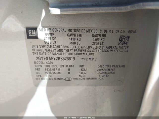 2011 CADILLAC SRX 3GYFNAEY2BS526619 Photo 8