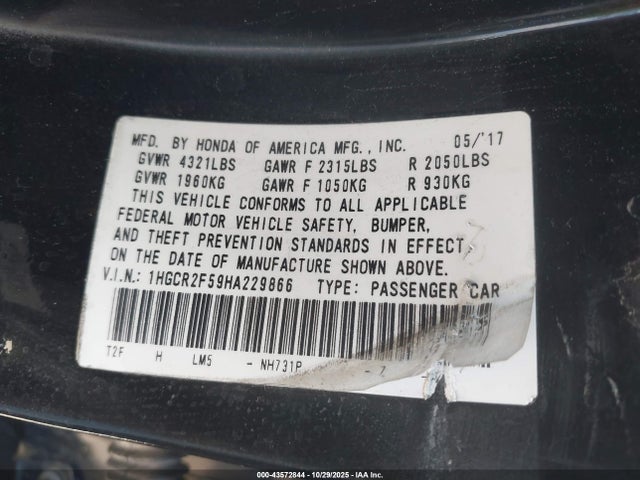 1HGCR2F59HA229866 Honda Accord Sport