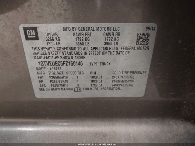 2015 GMC SIERRA 1500 1GTV2UEC5FZ160146 Photo 8