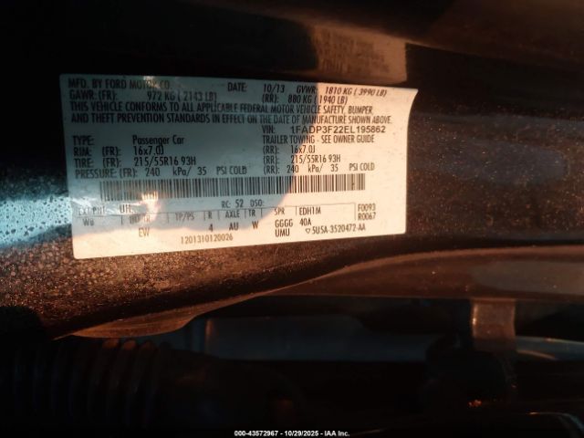 2014 FORD FOCUS 1FADP3F22EL195862 Photo 8