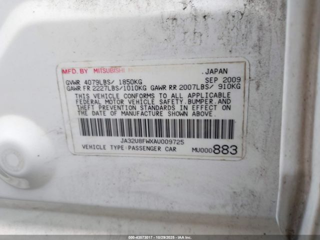 2010 MITSUBISHI LANCER JA32U8FWXAU009725 Photo 8