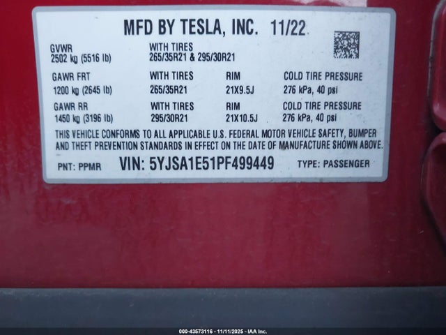 2023 TESLA MODEL S 5YJSA1E51PF499449 Photo 8