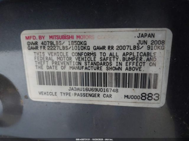 2009 MITSUBISHI LANCER JA3AU16U69U016748 Photo 8